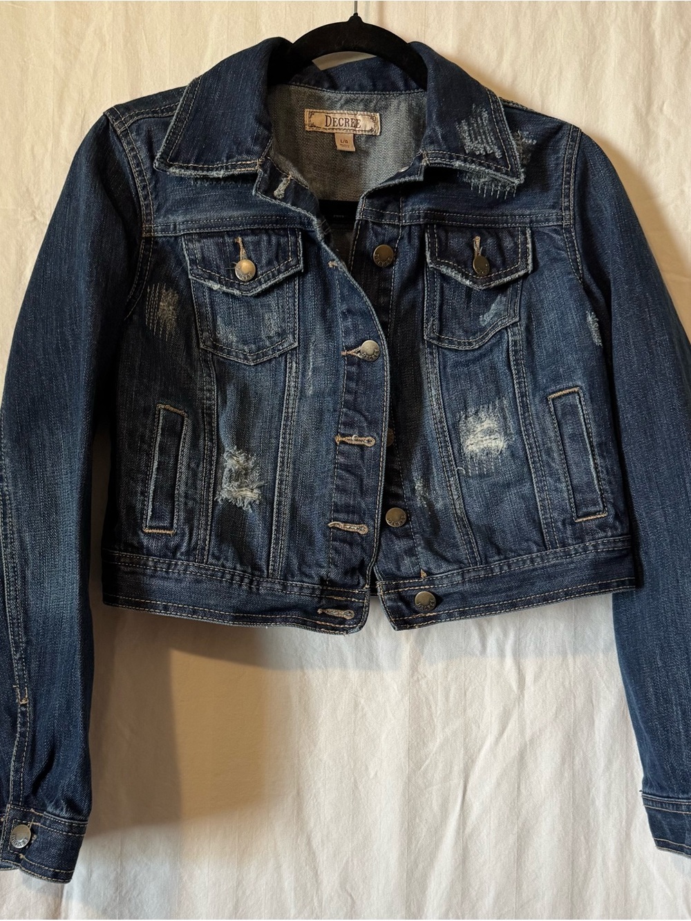 Decree Dark Blue Distressed Denim Jacket